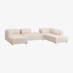 Sofa Modułowa Fogler 4-częściowa Z Leżanką Lewą I Podwójnym Szezlongiem Chenille Kremowy Beż - Sklum