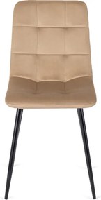 Zestaw Stół Okrągły Rozkładany HARRY 102-142 cm Dąb Craft/Czarny i 6 Krzeseł PERU Beżowych Welurowych Nowoczesnych