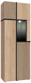 Witryna wysoka CROSS LED hickory jackson/czarna ASM Meble