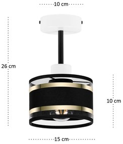 Lampa sufitowa biała jednopunktowy spot z czarnym abażurem T-1010WE-SC