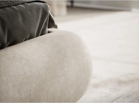 Beżowe tapicerowane łóżko dwuosobowe ze schowkiem ze stelażem 160x200 cm Maumere – Maison de Rêve