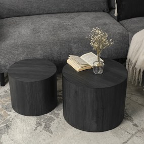 Zestaw Stolików Kawowych LEILA 38 cm/48 cm Czarny Loft