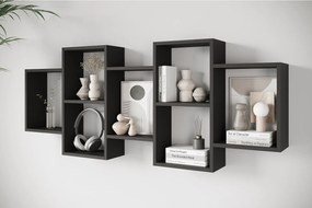 Nowoczesna półka wisząca lub stojąca do salonu, sypialni i pokoju, kwadrat czarny mat