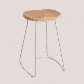 Zestaw 2 Wysokich Stołków Ze Stali I Drewna Wiązowego Neicol Biała & ↑65 Cm - Sklum