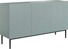 Komoda Nicole 150 cm trzydrzwiowa z ryflowanym frontem - szałwia / czarne nóżki - Limitowana oferta