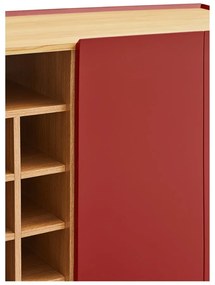Czerwona wysoka komoda w dekorze dębu 95x120 cm Arista – Teulat