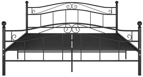 Czarne łóżko metalowe z zagłówkiem 180x200 cm - Zaxter