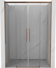 Mexen Rox Duo drzwi prysznicowe rozsuwane 150 cm, transparent, różowe złoto - 8C2-140-002-60-00