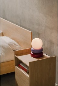 Czerwona/fioletowa lampa stołowa z litego drewna ze szklanym kloszem (wysokość 24 cm) Otem – noo.ma