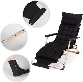 Leżak ogrodowy, składany, z poduszką Malta 010, czarny/złoty