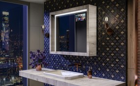 Lustro łazienkowe LED z ramą WoodenFrame w kolorze Dąb Oslo