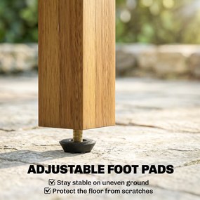 Outsunny Stolik balkonowy 48 x 48 cm, odporny na warunki pogodowe, z lamelami, regulowanymi nóżkami, kwadratowy | Aosom PL