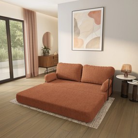 Masseno Sofa piankowa NIKSI z funkcją spania, Kanapa z pianki do salonu, Bezmontażowa, Tkanina bucle – Miedziany QUELLE 54