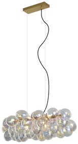 Designerska lampa wisząca złota z tęczowym szkłem 8-punktowa - UvasDesignerski Oswietlenie wewnetrzne