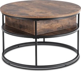 Stolik Kawowy ASTUR 80 cm z Podnoszonym Blatem Dąb Rustykalny/Czarny Loft