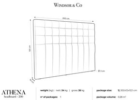 Beżowy zagłówek z aksamitnym obiciem Windsor &amp; Co Sofas Athena, 200x120 cm