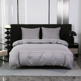 PrzytulneMieszkanie.pl PrzytulneMieszkanie.pl Hotelowa pościel z mikrowłókna JASMINE jasnoszara - pasek 2 cm, hotelowa kieszeń Rozmiar pościeli: 2 szt 70 x 90 cm | 200 x 220 cm