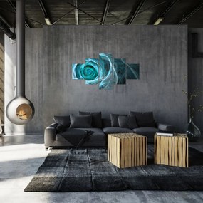Obraz - Abstrakcyjny różowy niebieski z czarnym tłem (125x70 cm)
