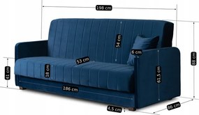 Sofa z Funkcją Spania PORTO Wersalka Rozkładana Dwuosobowa Granatowa Nowoczesna do Salonu