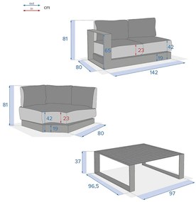 Zestaw narożny aluminiowy dla 5 osób MADRIT (biały)