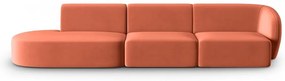 Różowa aksamitna sofa prawostronna 311 cm Paolo – Milo Casa