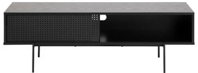 Czarna szafka pod TV w dekorze jesionu 140x45 cm Angus – Actona