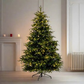 Choinka świąteczna Aurora z wbudowanymi mikro diodami LED, 80% PE, efekt prawdziwego dotyku, 210 cm