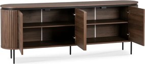 Komoda do Salonu BECK 200 cm Orzech Czterodrzwiowa Ryflowana Nowoczesna