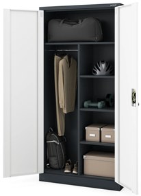 Szafa gospodarcza zamykana DAWID 900 x 1850 x 450 mm, antracytowo-biała