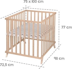 Kojec dla dzieci z litego drewna bukowego z regulowaną wysokością w naturalnym kolorze 75x100 cm Lil Planet – Roba