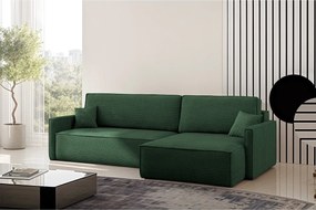 Narożnik z funkcją spania i pojemnikiem w kształcie L Carlos, tkanina Poso, Zielony, Prawy