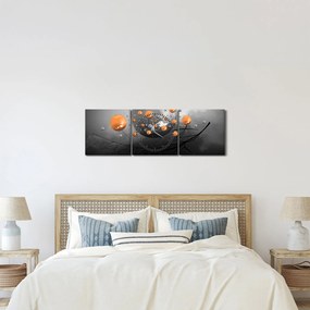 Obraz pomarańczowych kul (z zegarem) (90x30 cm)