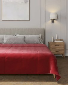 Narzuta pikowana w pasy Velvet kolor czerwony tkanina połyskliwa, welwetowa