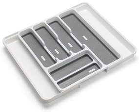 Biały/szary plastikowy organizer na sztućce do szuflady 58,5 x 41,5 cm – Addis