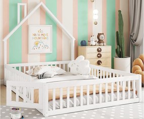 Łóżko dziecięce 140x200cm z litego drewna - z stelażem na listwy - Białe