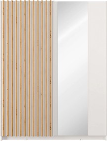 Szafa Przesuwna MAREN 150,6 cm z Lustrem Szafa Dwudrzwiowa, Dąb artisan