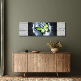 Obraz - Zielony motyl w ścianie (170x50 cm)