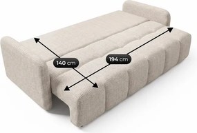 Sofa ZEN Rozkładana Dwuosobowa Beżowa Szenil Japandi