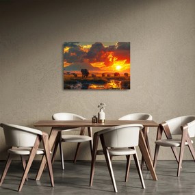 Obraz na szkle - Stado słoni (70x50 cm)