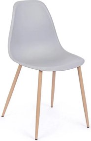 Zestaw 4 szarych krzeseł z polipropylenu z metalowymi nogami - MANDY