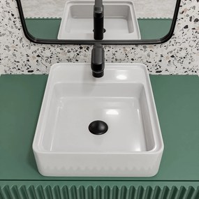 Umywalka nablatowa prostokątna biała z otworem z półką na mydło 40 x 50 cm MERA