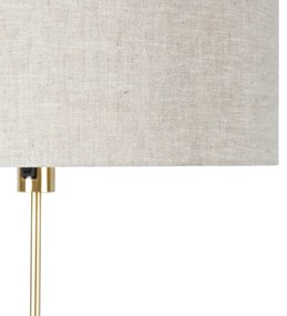 Lampa podłogowa regulowana złota z kloszem jasnoszarym 50 cm - ParteDesignerski Oswietlenie wewnetrzne