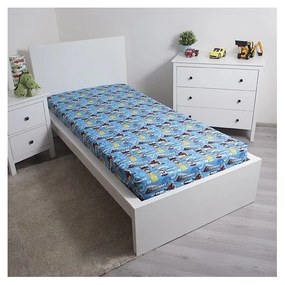 Niebieskie bawełniane prześcieradło dziecięce z gumką 90x200 cm Thomas the Tank Engine – Jerry Fabrics
