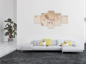 Obraz - Vintage kwiaty i motyle (125x70 cm)