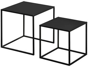 HOMCOM Zestaw 2 Stolików Kawowych Narożnych Nowoczesny Design Stalowa Rama Czarny 40x40x40cm | Aosom PL