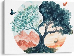 Obraz – Akwarelowe drzewo pełne życia (70x50 cm)