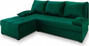 PROMOCJA Ciemnozielona rozkładana narożna sofa ZENA, dwustronna II. klasa