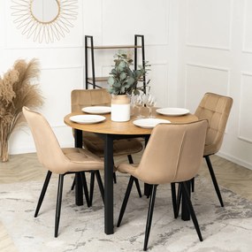 Krzesło Tapicerowane do Jadalni RIO Beżowe Welurowe Nowoczesne Loft