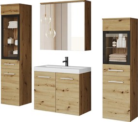 MINIO go for it, Meble łazienkowe MARIT II w kolorze dąb artisan, z oświetleniem LED