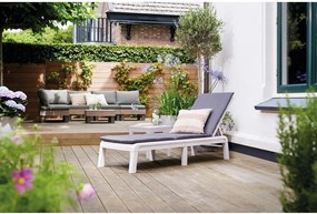 Jasnoszary plastikowy/tapicerowany regulowany składany leżak ogrodowy Atlas – Keter